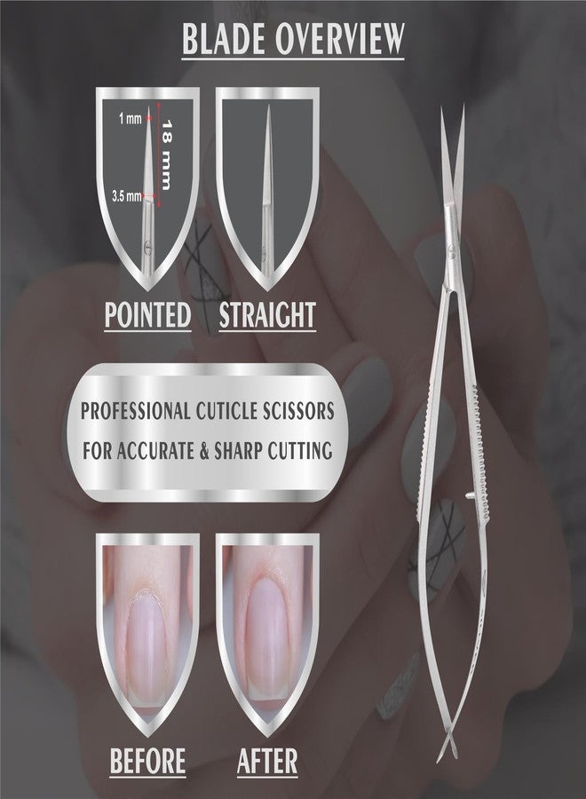 SILLVER Cuticle Nail Scissors Extra Fine Straight Eyebrow Scissors, Spring Action Embroidery Sewing Grooming Scissors for Beard, Eyelash, Mustache, Dry Skin, Manicure - Image 5